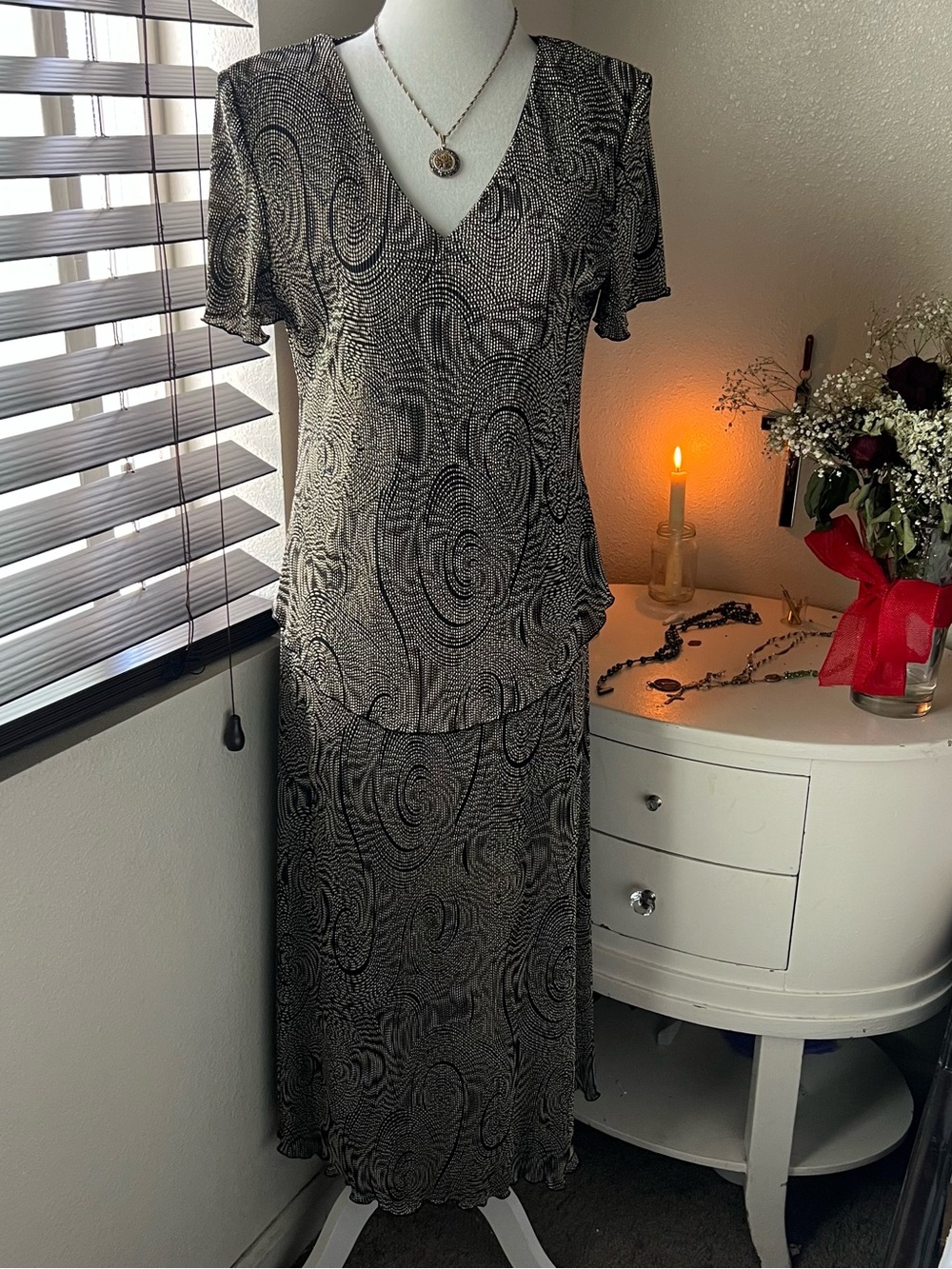 vintage drop waist dress size m